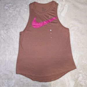 Nike Light Brown Tank with Bright Pink Swoosh Size Small